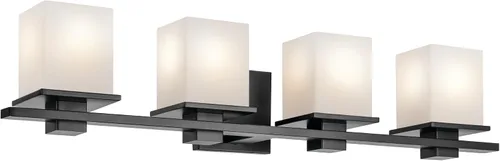 Vista 5 de Kichler Tully - Aplique de pared de 6.5 pulgadas, 1 luz con carcasa de cristal de ópalo grabado satinado cromado