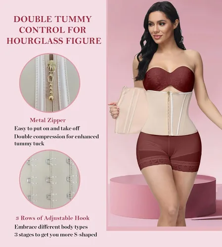 Vista 3 de SHAPSHE Entrenador de cintura para mujer, entrenamiento de cintura, control de abdomen, reductor de cintura para sudor, moldeador de cuerpo, hueso