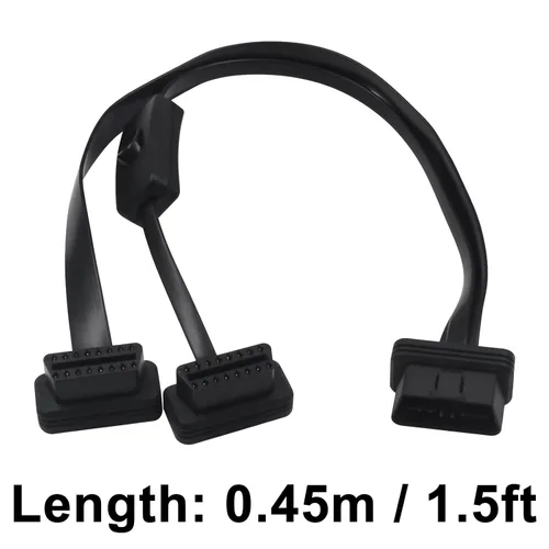 Vista 7 de Duttek Cable divisor OBD II (con interruptor), OBD2 de 16 pines macho a hembra de extensión de diagnóstico Y cable plano para todos los equipos OBD