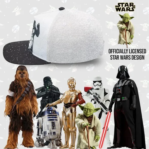 Vista 3 de Gorra de béisbol Star Wars clásica con logo bordado de ala plana, para niños y jóvenes