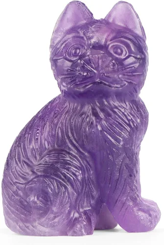 Vista 3 de Artistone Estatua de gato de cristal de amatista de 2 pulgadas, diseño de gatito sentado a mano, tallada a mano, escultura de cristal curativo