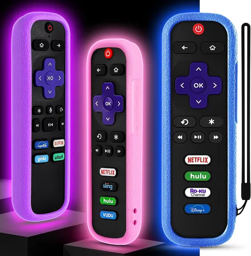 Vista 7 de Wevove - Juego de 3 fundas para control remoto Roku, compatible con TCL Roku Smart TV Steaming Remote, controlador protector de silicona, funda