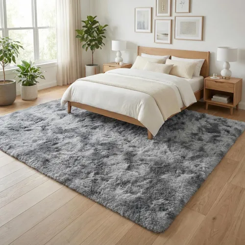 Vista 9 de Alfombra suave y esponjosa para dormitorio, alfombra de felpa lanuda de 7 x 10, alfombra antideslizante y mullida para sala de estar, habitación