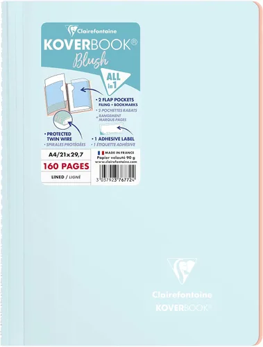 Vista 14 de Clairefontaine - Ref 961778C - Cuaderno con grapas Koverbook Blush (48 hojas) - Tamaño A5, regla rayada, papel de vitela cepillado de 3.17 oz/m²