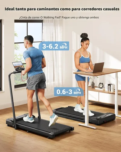 Vista 2 de THERUN Walking Pad with Handle Bar, Under Desk Walking Treadmill for Home Negro