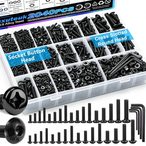 Vista 17 de mxuteuk Juego de tornillos M5 de 185 piezas, kit de tuercas, pernos y tornillos de cabeza hexagonal M5, pernos de acero de aleación de grado 12.9