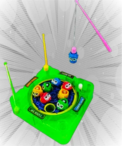 Vista 3 de JA-RU Juego de pesca magnética de viaje de bolsillo (3 juguetes de colores surtidos) Mini juegos de mesa familiares giratorios clásicos para niños.