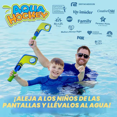 Vista 2 de Divertido juego de mini palos de hockey – Juega en la piscina y la playa o en casa – Para niños y adultos de todas las edades – Usa las paletas