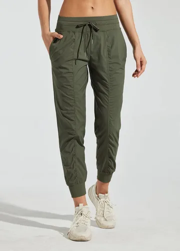 Vista 3 de Willit Pantalones deportivos de estudio para mujer, para baile, senderismo, viajes, a rayas, con cordón y bolsillos