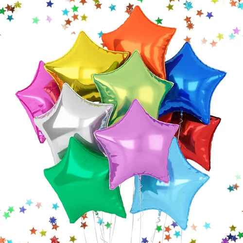 Vista 14 de Globos de estrellas rojas, azules y negras, globo de papel de aluminio de 18 pulgadas para helio, paquete de 10 globos rojos y azules, globo de Negro