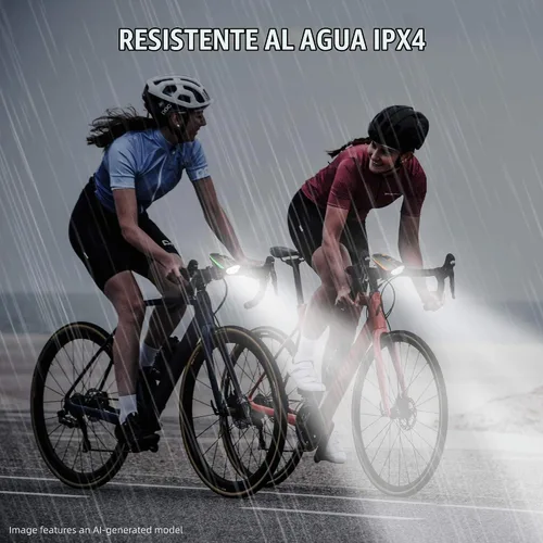 Vista 7 de Juego de luces de bicicleta con bocina 1400LM USB recargable faro de bicicleta y luz trasera y bocina impermeable 3 modos de iluminación se adapta a