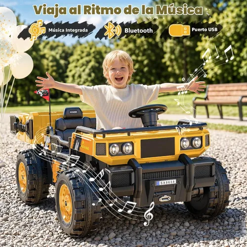 Vista 7 de Camión volquete de 2 plazas de 24 V, 4 x 100 W, con control remoto, 132 Amarillo Combate