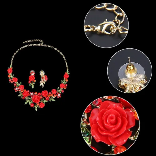 Vista 6 de EVER FAITH Conjunto de pendientes perforados con collar de perlas de imitación de cristal austriaco para mujer