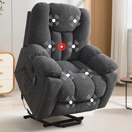 Vista 13 de CANMOV Silla reclinable eléctrica con masaje y calor para adultos mayores, reclinables anchos y tapizados, mecanismo de movimiento reclinable