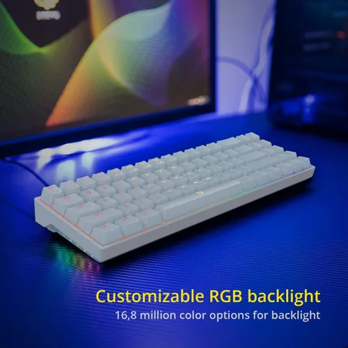 Vista 3 de DREVO Calibur V2 TE RGB - Teclado mecánico para juegos con cable 60%, compacto de 71 teclas, funciona para PCMac, USB tipo C desmontable
