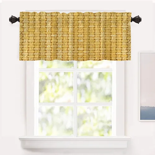 Vista 48 de Shrahala Cortinas rústicas de granja para ventanas de cocina, textura de cesta tejida, paneles de cortina rústica para ventana de granja, poliéster