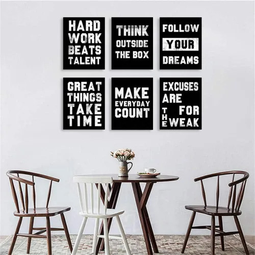 Vista 6 de Homanga Pósteres motivacionales para pared, impresiones artísticas positivas para decoración de oficina, juego de 6, arte de pared con cita