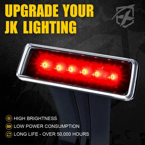 Vista 2 de Xprite Luces LED de Tercera Luz de Freno con Lente Transparente, Luz de Parada Trasera de Montaje Alto Compatible con Jeep Wrangler JK 2007-2018