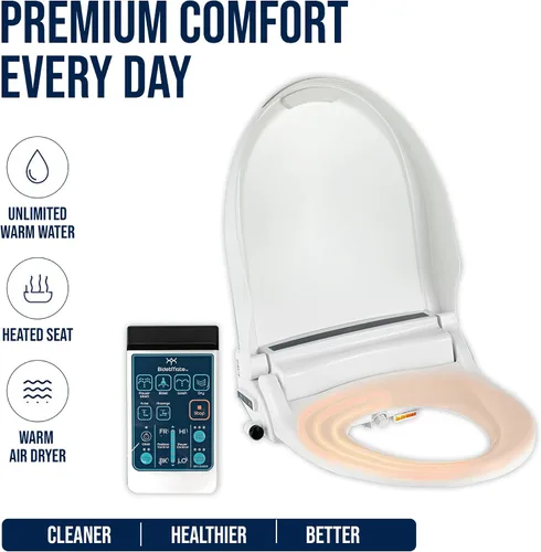 Vista 2 de BidetMate Accesorio de bidé térmico serie 2000 para inodoro con agua calentada ilimitada, control remoto inalámbrico, desodorante y secadora de aire
