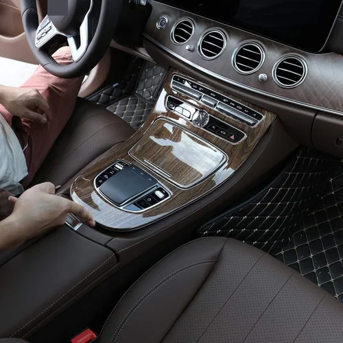 Vista 3 de YIWANG Cubierta decorativa de panel de consola central de ABS cromado, 2 piezas para Mercedes Benz Clase E W213 2019 accesorios de automóvil