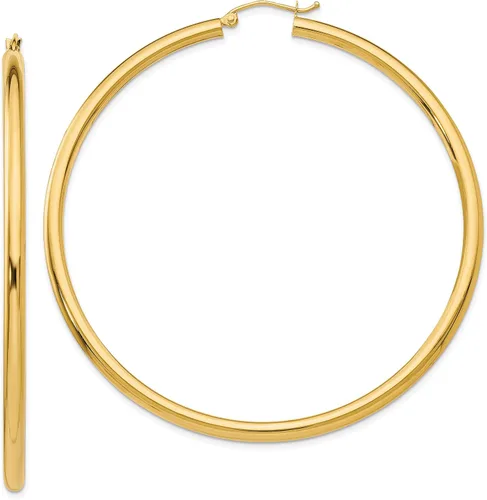Vista 11 de Aretes de aro ligeros clásicos de 0.551 in en oro amarillo real de 14 quilates