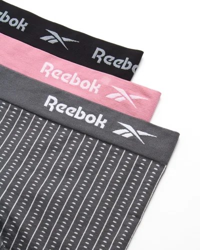 Vista 2 de Reebok Ropa interior corta para mujer Paquete de 3 calzones elásticos Ropa interior sin costuras para mujer (S-XL)