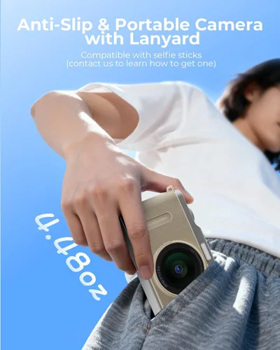 Vista 6 de Cámara digital para niños con lente dual de conmutación, 64MP 4K Point and Shoot Cámara con tarjeta de 32 GB, zoom 16X antivibración, cámaras