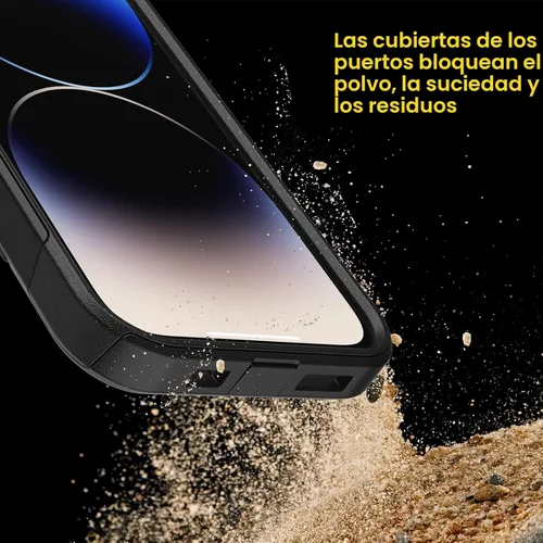 Vista 5 de OtterBox Funda para iPhone 14 Pro (solamente) de la serie Commuter, color negro, delgada y resistente, apta para bolsillo, con protección de puerto