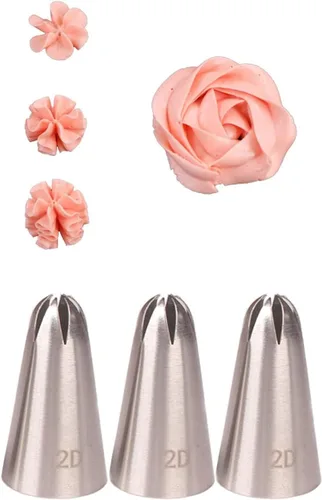 Vista 5 de Punta de tubería 1M a granel, 5 puntas de glaseado de roseta para decoración de pasteles