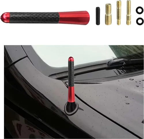Vista 17 de Dickno Antena corta para automóvil, antena de radio de aluminio de 1.37 pulgadas, repuesto de mástil, antena de recepción de radio AM/FM automática