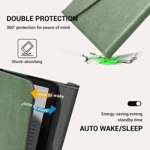 Vista 4 de CoBak Funda prémium para Kindle Paperwhite y Kindle Colorsoft de 7 pulgadas y Hanvon con correa de mano, encendido y apagado automático, elegante