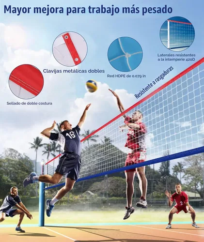 Vista 3 de Red de Voleibol Profesional NUEVA de Servicio Pesado, Cable de Acero para Aviones de 46 Pies, Mejorada Resistente a la Intemperie, Portátil