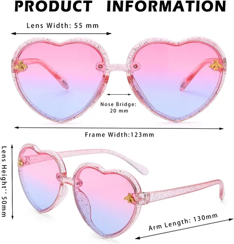 Vista 3 de Pro Acme Lentes de sol con forma de corazón para niñas pequeñas de 3 a 10 años con forma de abeja
