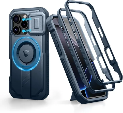 Vista 97 de Dexnor - Funda para iPhone 12 & iPhone 12 Pro con tapa deslizante para cámara, soporte ajustable y protector de pantalla integrado, carcasa