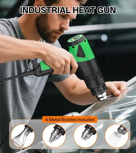 Vista 7 de Pistola de calor de 1800 W, calentamiento rápido, 122℉-1202℉, pistola de aire caliente resistente, control de temperatura variable, protección