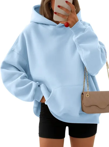 Vista 30 de EFAN Sudaderas con capucha para mujer, suéteres de forro polar cómodos Lunares albaricoques