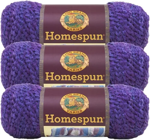 Vista 39 de Lion Brand Yarn Hilo Homespun, Hilo Suave y Voluminoso para Tejer, Ganchillo y Manualidades, 1 paquete, Beachside Stripes