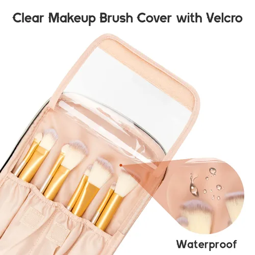 Vista 6 de OCHEAL Bolsa de maquillaje, bolsa de cosméticos portátil, organizador de maquillaje de viaje de gran capacidad, color negro para mujeres, bolsa