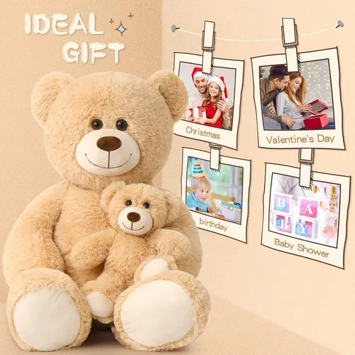 Vista 6 de Tezituor Oso de peluche grande con bebé, oso de peluche grande de 39 pulgadas con bebé, oso de peluche gigante para niños, novia en el día