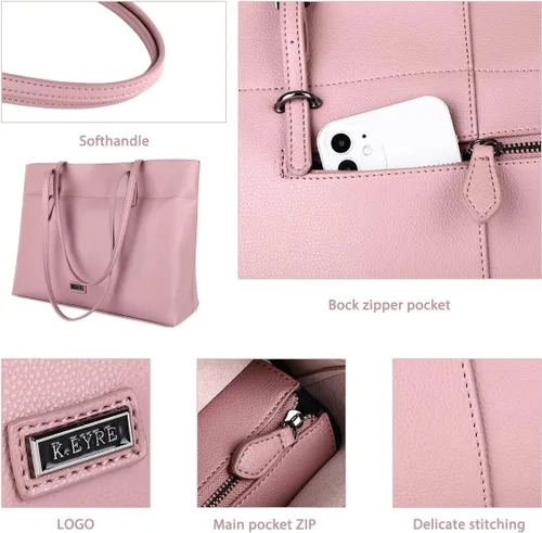 Vista 6 de Bolso de mano de piel sintética suave para mujer, bolso de mano de gran capacidad