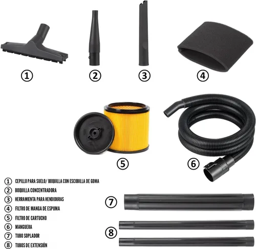 Vista 2 de Armor All VBV809 0901 - Aspiradora húmeda/seca de 8 galones y 4.5 HP con soplador desmontable, naranja