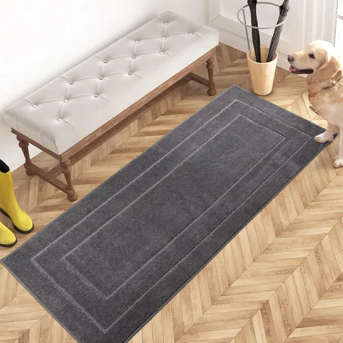 Vista 20 de PURRUGS Tapete para puerta que atrapa la suciedad, 20 x 31.5 pulgadas, antideslizante, lavable a máquina, tapete de entrada para perro, tapete
