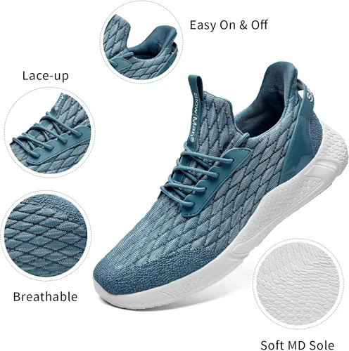 Vista 2 de Slow Man Zapatos de correr para hombre, zapatos de caminar para hombre, de malla de punto, transpirables, zapatos deportivos sin cordones, cómodos