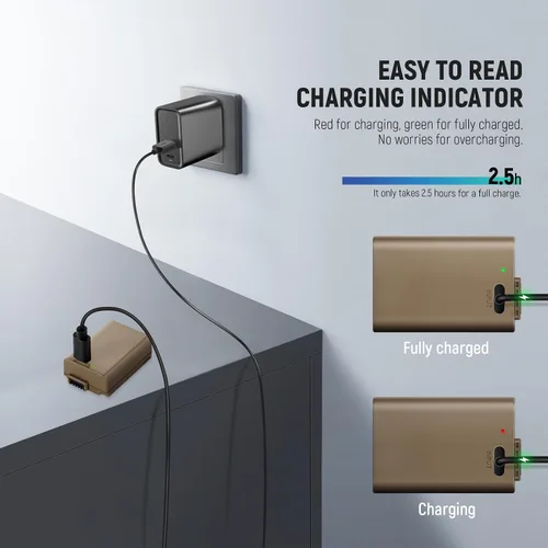 Vista 6 de NEEWER Zfc Z30 Z50 - Batería de repuesto de 1250 mAh EN-EL25, compatible con cámara Nikon Zfc Z30 Z50, cargador de batería MH-32, carga rápida