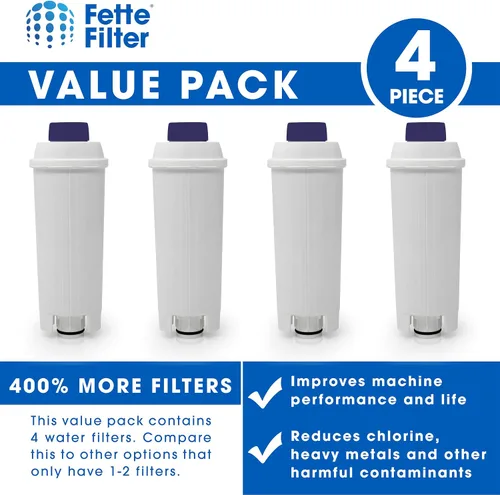Vista 2 de Fette Filter - Filtro para máquina de café para filtro Delonghi DLSC002 con suavizante de carbón activado, filtro de agua compatible con De'Longhi
