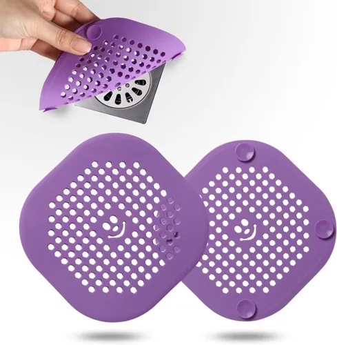 Vista 10 de Protector de silicona para cubrir drenaje de ducha, bañera, cocina, baño, recoge restos de cabello, paquete de 2, color negro
