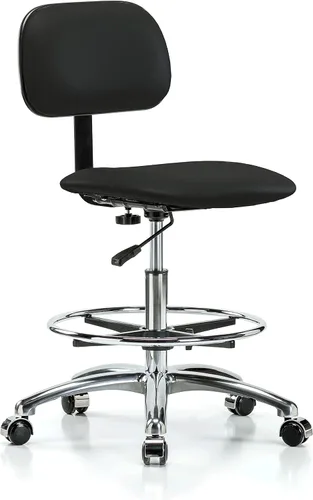 Vista 88 de Perch - Silla de laboratorio cromada con respaldo ajustable, altura del escritorio de 17 a 22 pulgadas, tela negra