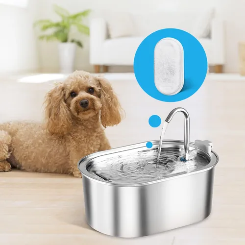 Vista 7 de Filtros de fuente de agua para gatos, paquete de 12 filtros de repuesto y esponjas de prefiltro para fuente de acero inoxidable de 3.2L/108 onzas