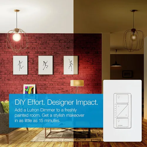 Vista 19 de Lutron Caseta - Interruptor de atenuación inteligente original con placa de pared (requiere Lutron Smart Hub), para luces LED, 150 vatios, un solo