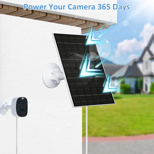 Vista 4 de Zivif Panel solar de 7 W para cámaras de seguridad, cargador solar USB C de 5 V y micro USB, fuente de alimentación impermeable IP66